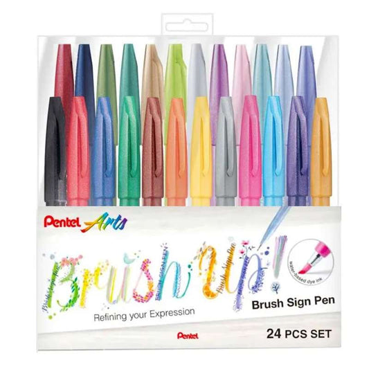 CANETA PENTEL SIGN PEN BRUSH ESTOJO C/ 24 CORES