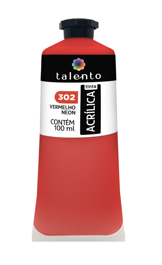 ACRILICA TALENTO 100ML 302 VERMELHO NEON