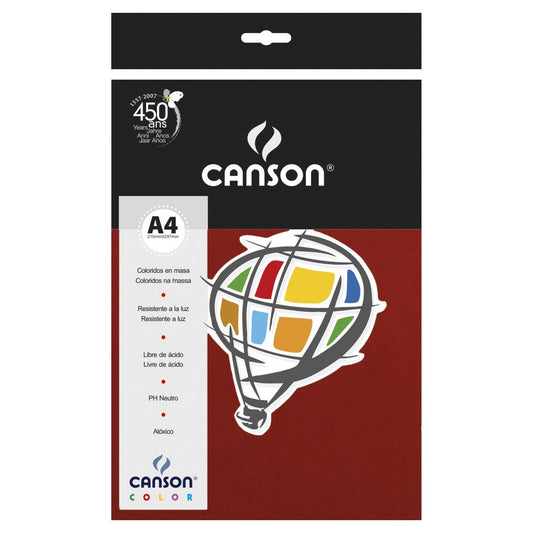PAPEL CANSON COLOR 120G/M2 VERMELHO GRANATE A4