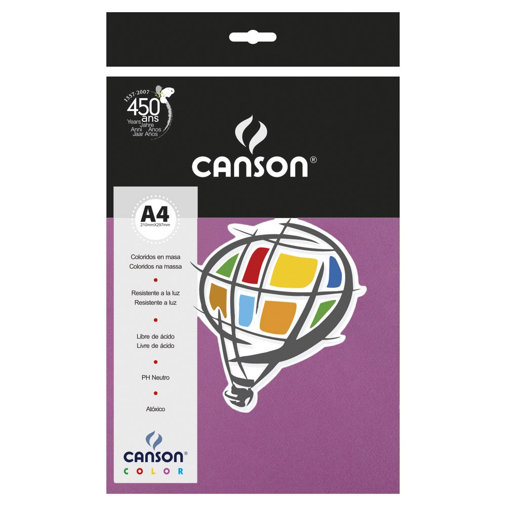 PAPEL CANSON COLOR 180G/M2 MALVA A4