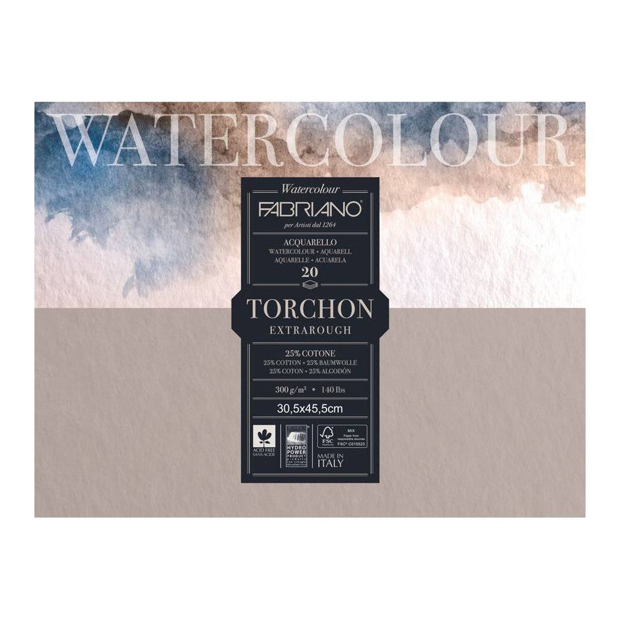 BLOCO FABRIANO WATERCOLOUR 300g/m2 TORCHON 30X45 20 FLS ES