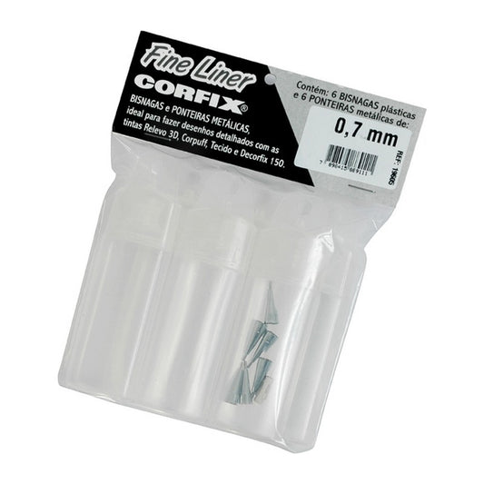 KIT CORFIX FINE LINER 06 BISNAGAS + 06 PONTEIRAS 0,5mm + DES