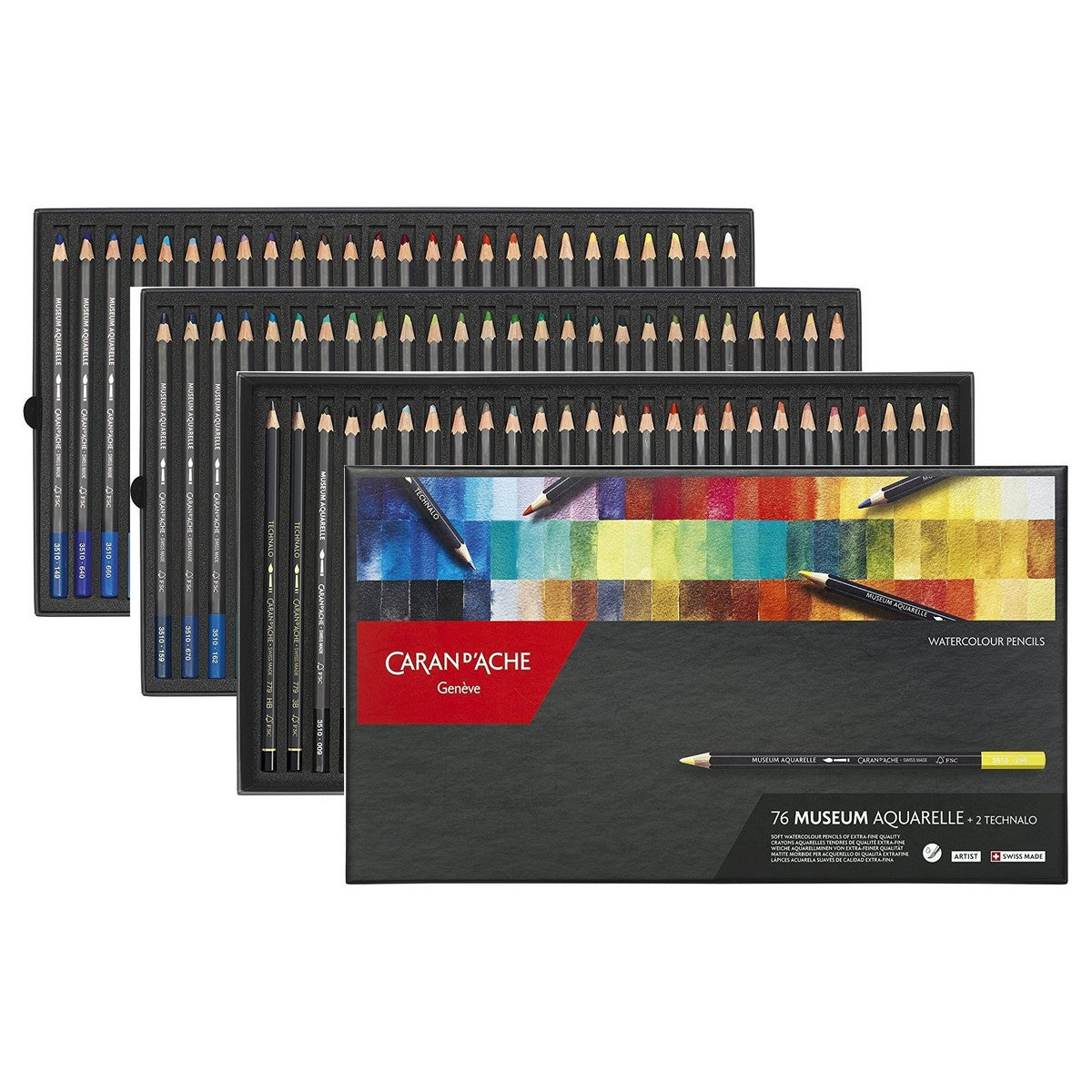 ESTOJO LAPIS AQUARELAVEL CARAN D´ACHE MUSEUM 76 CORES