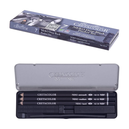 ESTOJO LAPIS ESBOÇO CRETACOLOR NERO DEEP BLACK POCKET C/ 07