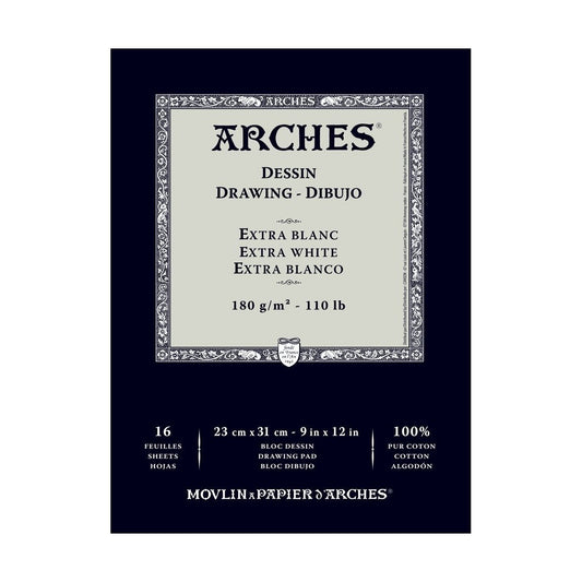 BLOCO ARCHES DESSIN EXTRA BLANC 23X31 180g/m2  100%ALG 16FLS