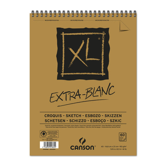 BLOCO CANSON XL CROQUIS EXTRA BLANC A5 90g/m2 60 FOLHAS