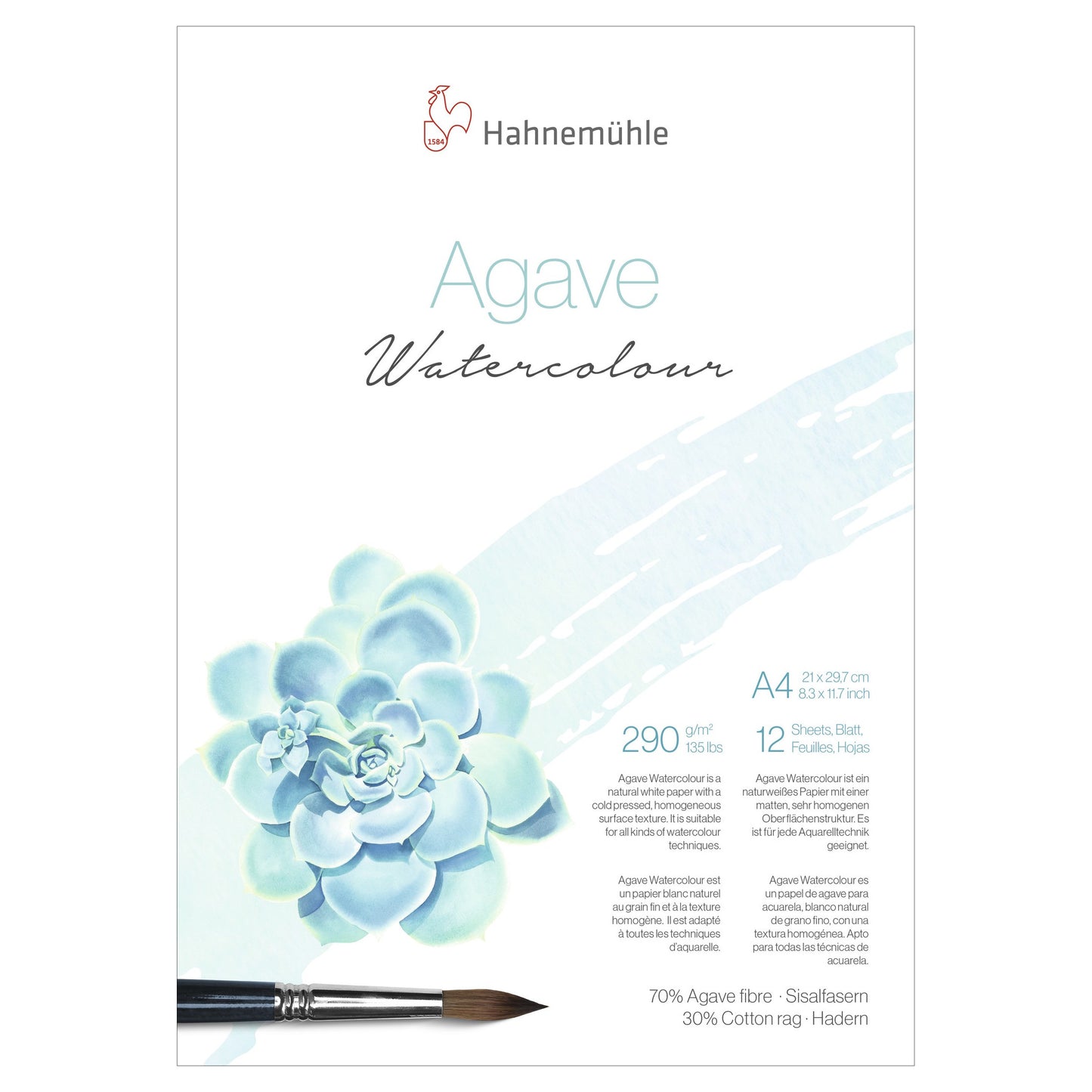 BLOCO HAHNEMUHLE AGAVE 290G/M2 A4 12 FOLHAS