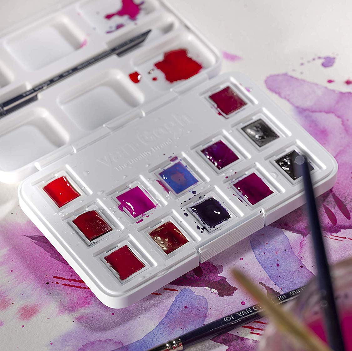 ESTOJO AQUARELA TALENS VAN GOGH 12 HALF PAN PINKS & VIOLETS