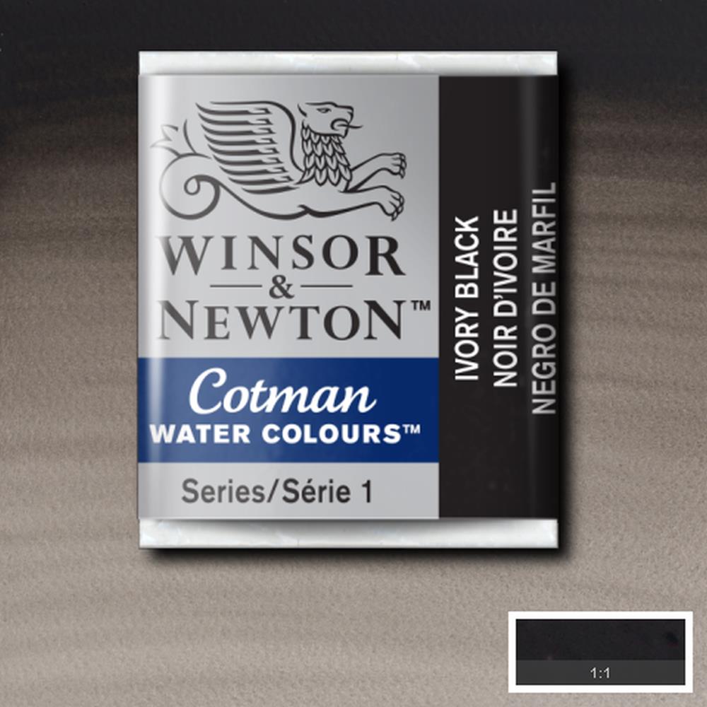 AQUARELA WINSOR NEWTON COTMAN HALF PAN 331 IVORY BLACK