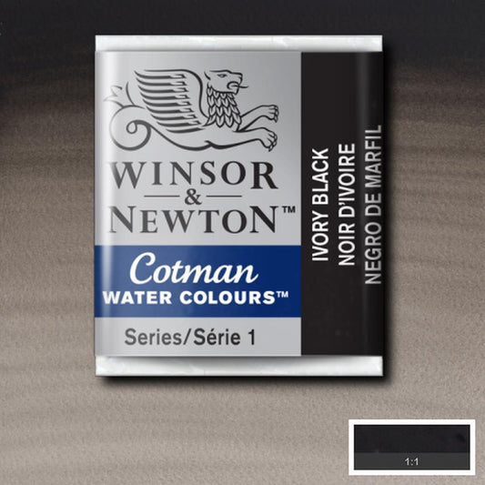 AQUARELA WINSOR NEWTON COTMAN HALF PAN 331 IVORY BLACK