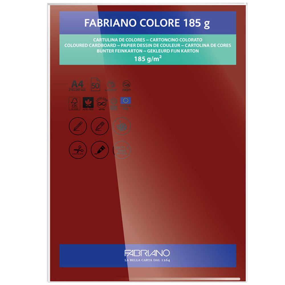 PAPEL FABRIANO COLORE 408 CEREZA A4 185G C/10 UNI