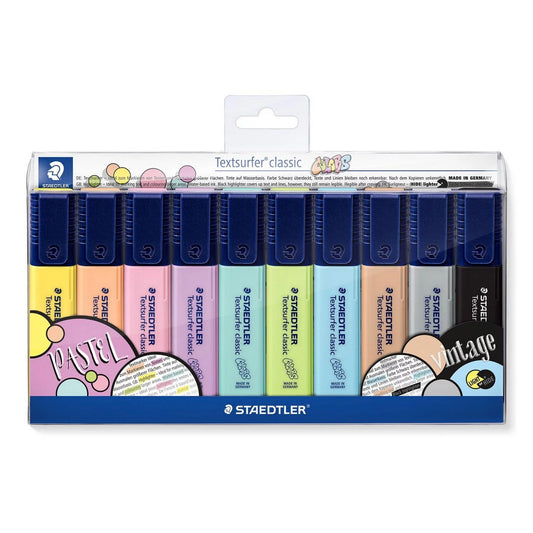 MARCADOR FLUORESCENTE STAEDTLER TEXTSURFER C/ 10 CORES PASTEL