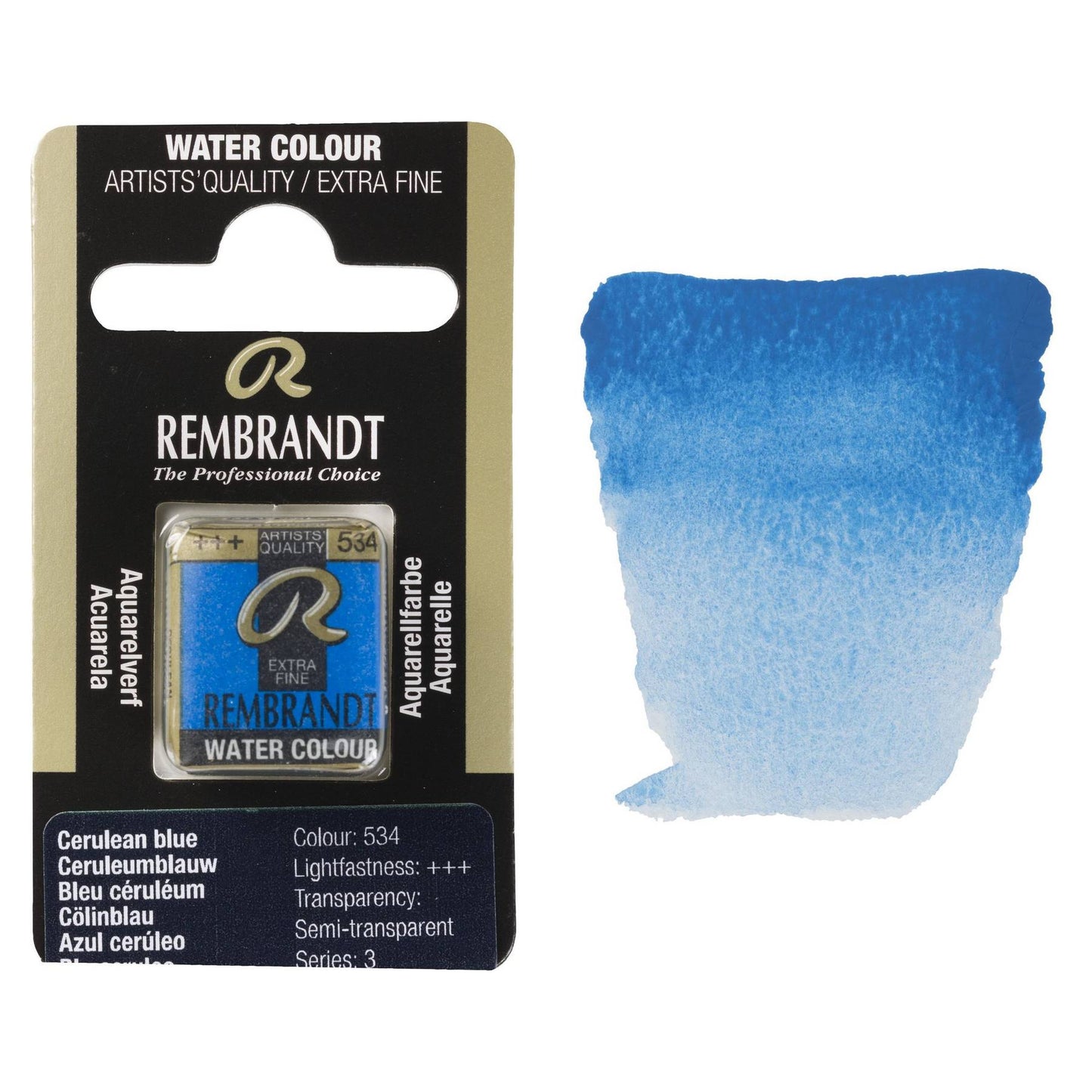 AQUARELA TALENS REMBRANDT HALF PAN 534 CERULEAN BLUE S3