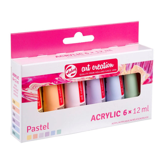 ESTOJO ACRILICA TALENS ART CREATION 06 CORES PASTEL 12ML