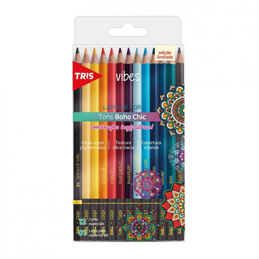 LAPIS COR TRIS VIBES 12 TONS BOHO CHIC