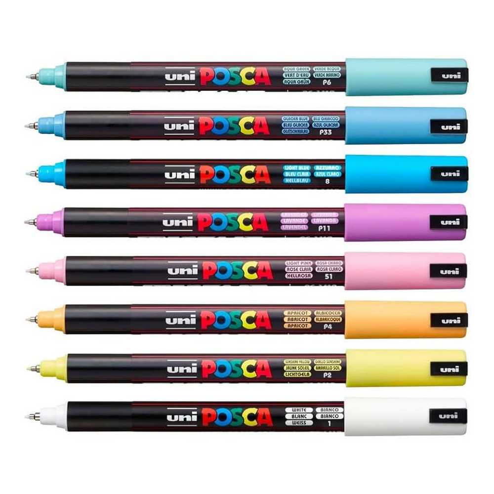 ESTOJO CANETA POSCA 0,7MM PC-1M (BULLET SHAPET) C/ 08 SOFT COLORS