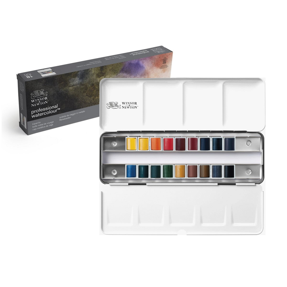 ESTOJO AQUARELA ARTISTS 18 HALF PAN 0190100 WINSOR NEWTON TRAVEL