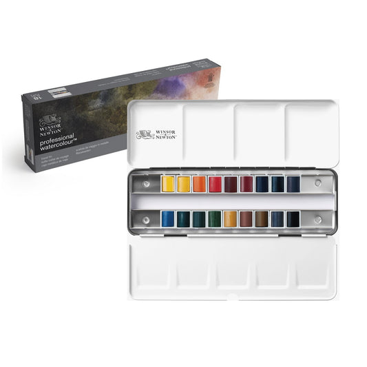 ESTOJO AQUARELA ARTISTS 18 HALF PAN 0190100 WINSOR NEWTON TRAVEL