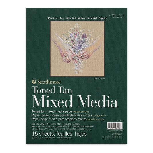 BLOCO STRATHMORE 400 SERIES TONED TAN MEDIA 22X30 300G 15FLS