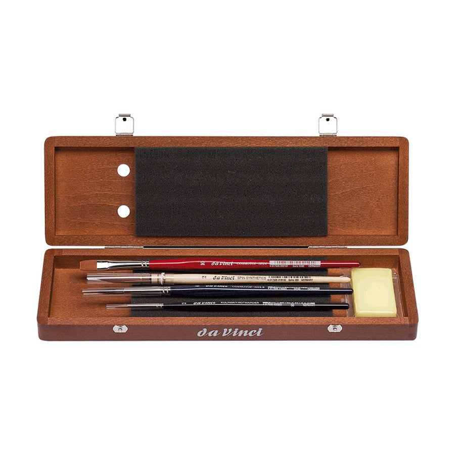 ESTOJO PINCEIS DA VINCI AQUARELA C/ 4 UNIDADES E SABAO MADEIRA