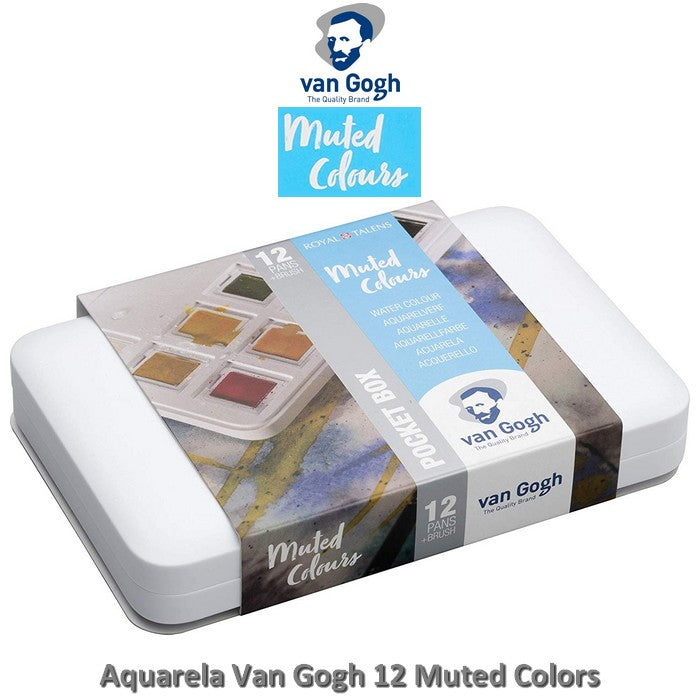 ESTOJO AQUARELA TALENS VAN GOGH 12 HALF PAN MUTED COLORS