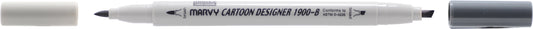 MARCADOR MARVY CARTOON DESIGNER PONTA DUPLA CINZA ESCURO 21