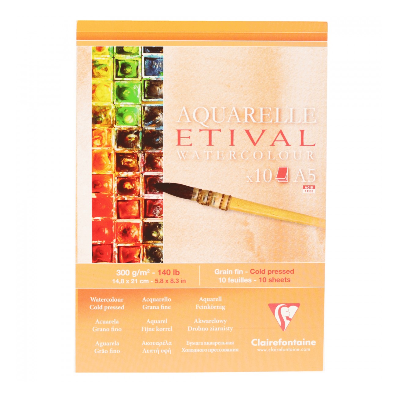 BLOCO CLAIREFONTAINE ETIVAL 300g/m2 A5 COLD P 10FLS 96304C