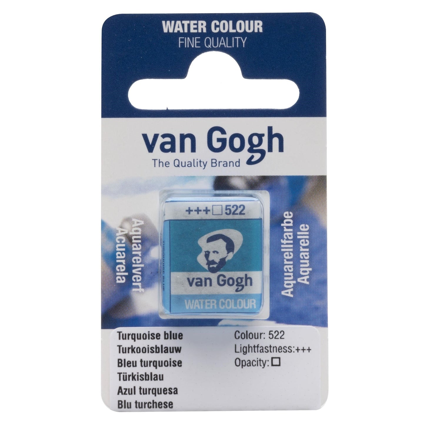 AQUARELA TALENS VAN GOGH HALF PAN 522 TURQUOISE BLUE