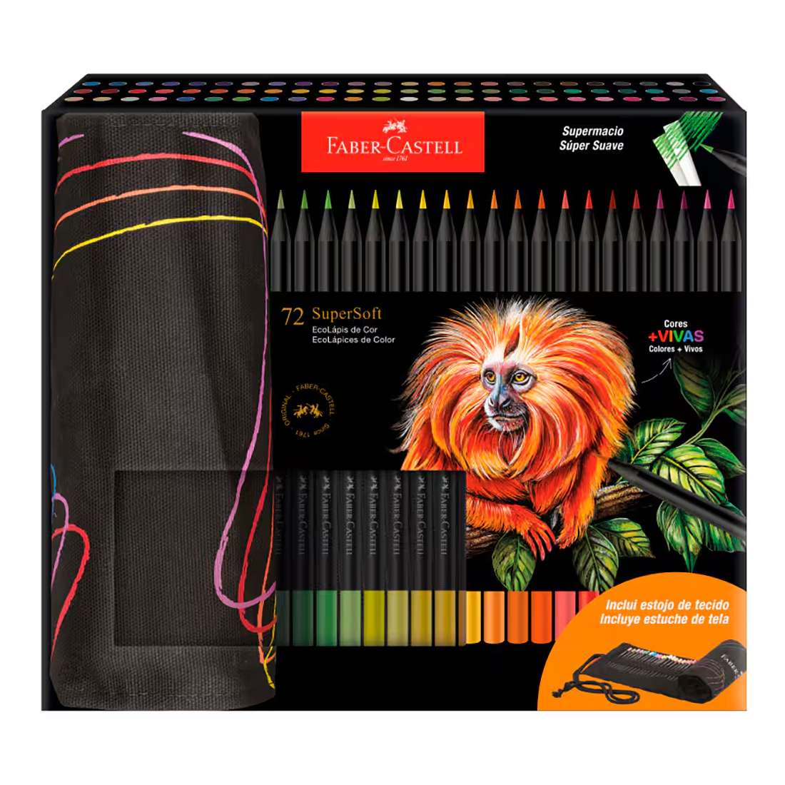 LAPIS COR FABER SUPERSOFT 072 CORES ESTOJO DE TECIDO