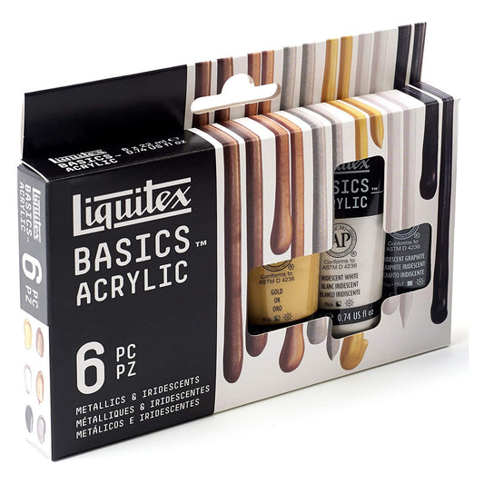 ACRILICA LIQUITEX BASICS ESTOJO 06 CORES METALICAS 022ML