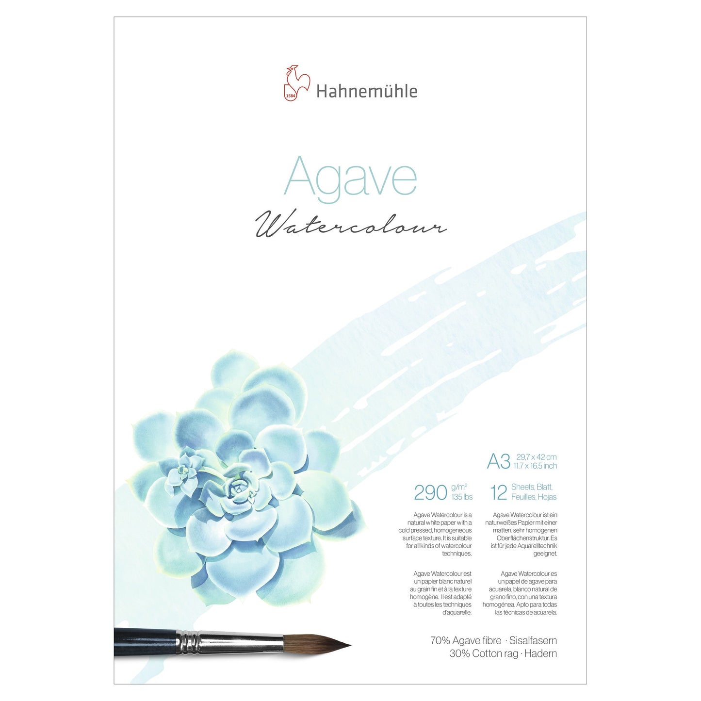 BLOCO HAHNEMUHLE AGAVE 290G/M2 A3 12 FOLHAS