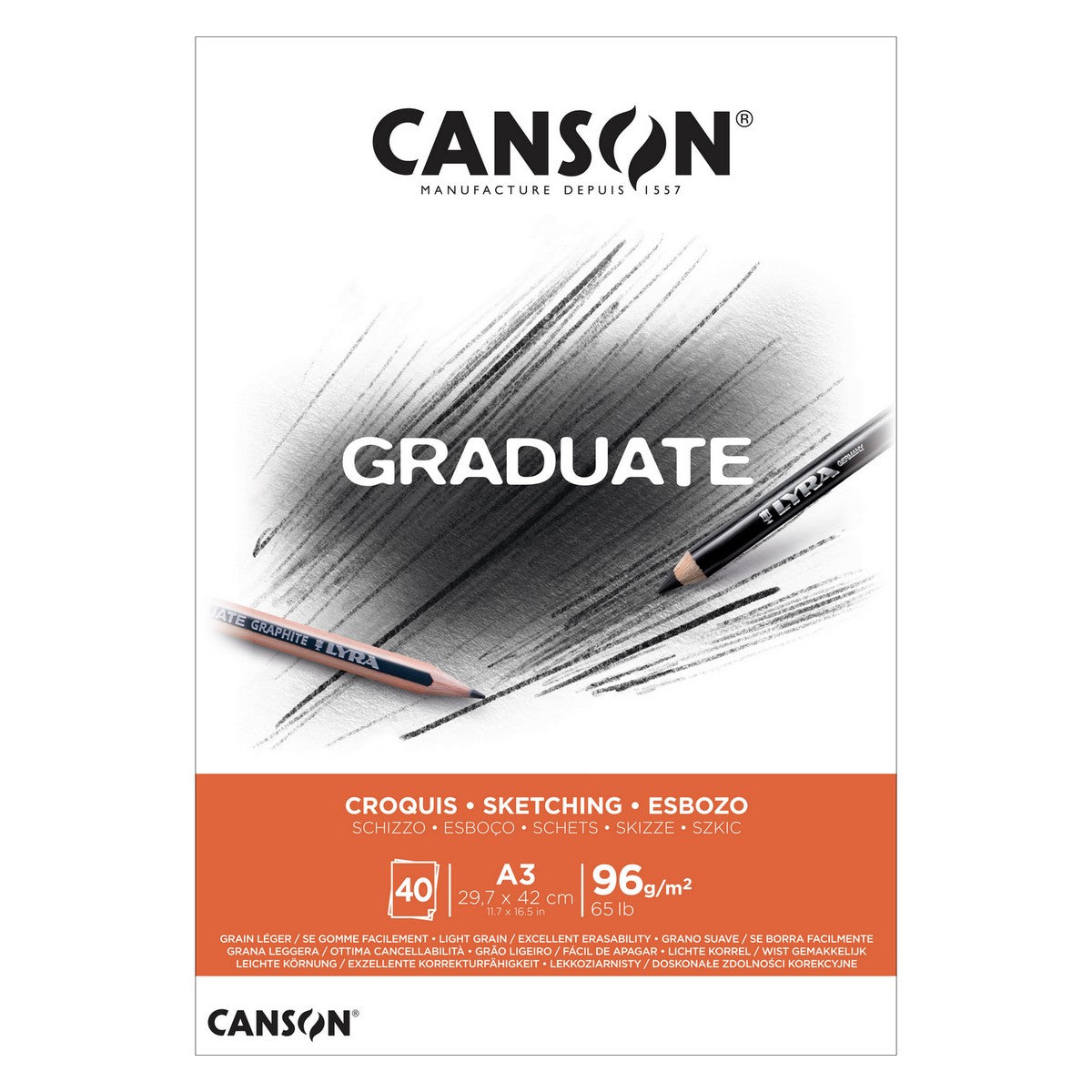 BLOCO CANSON GRADUATE CROQUIS A3 96G/M2 40F