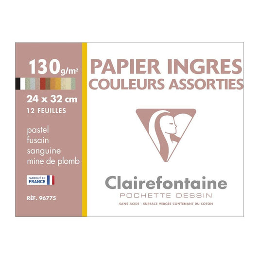 BLOCO CLAIREFONTAINE INGRES PASTEL POCHETTE 24X32 130G/M2 12