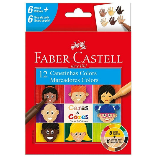 CANETA HIDROCOR FABER CARAS & CORES 12 CORES