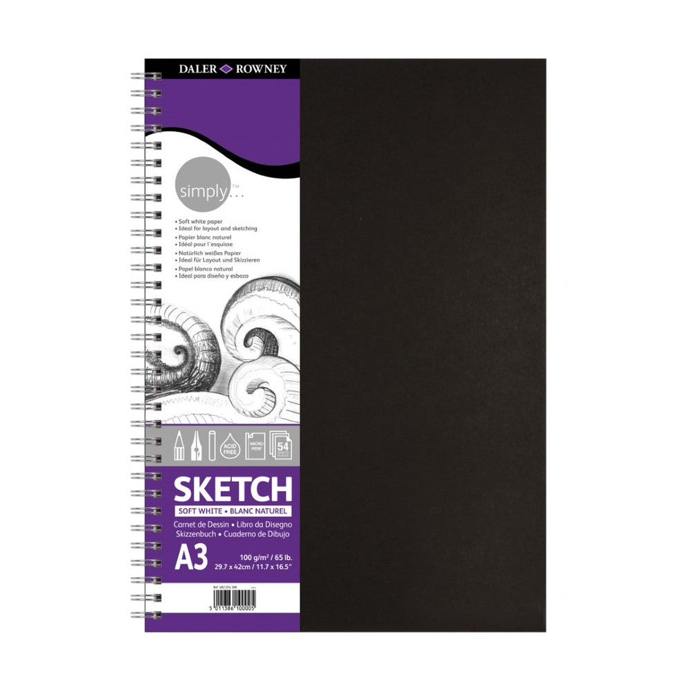 SKETCH BOOK DALER ROWNEY SIMPLY A3 100G/M2 54FL ESPIRAL
