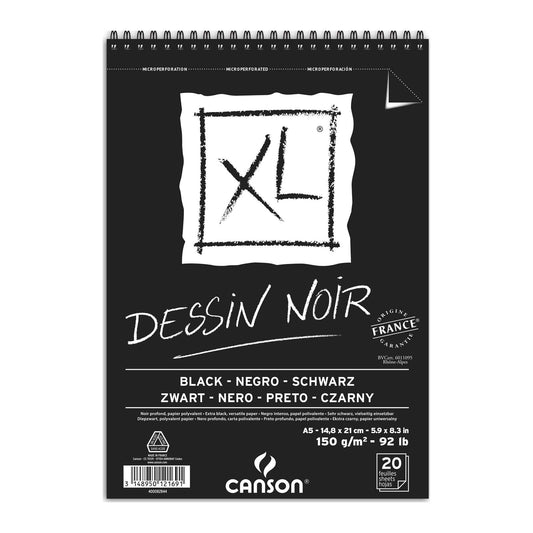 BLOCO CANSON XL DESSIN NOIR A5 150g/m2 20 FOLHAS