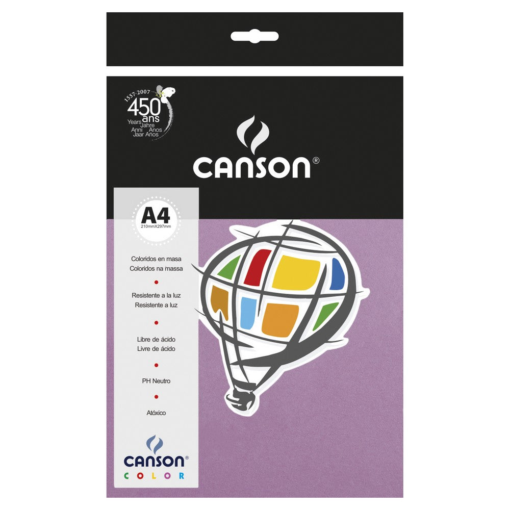 PAPEL CANSON COLOR 180G/M2 LILAS A4
