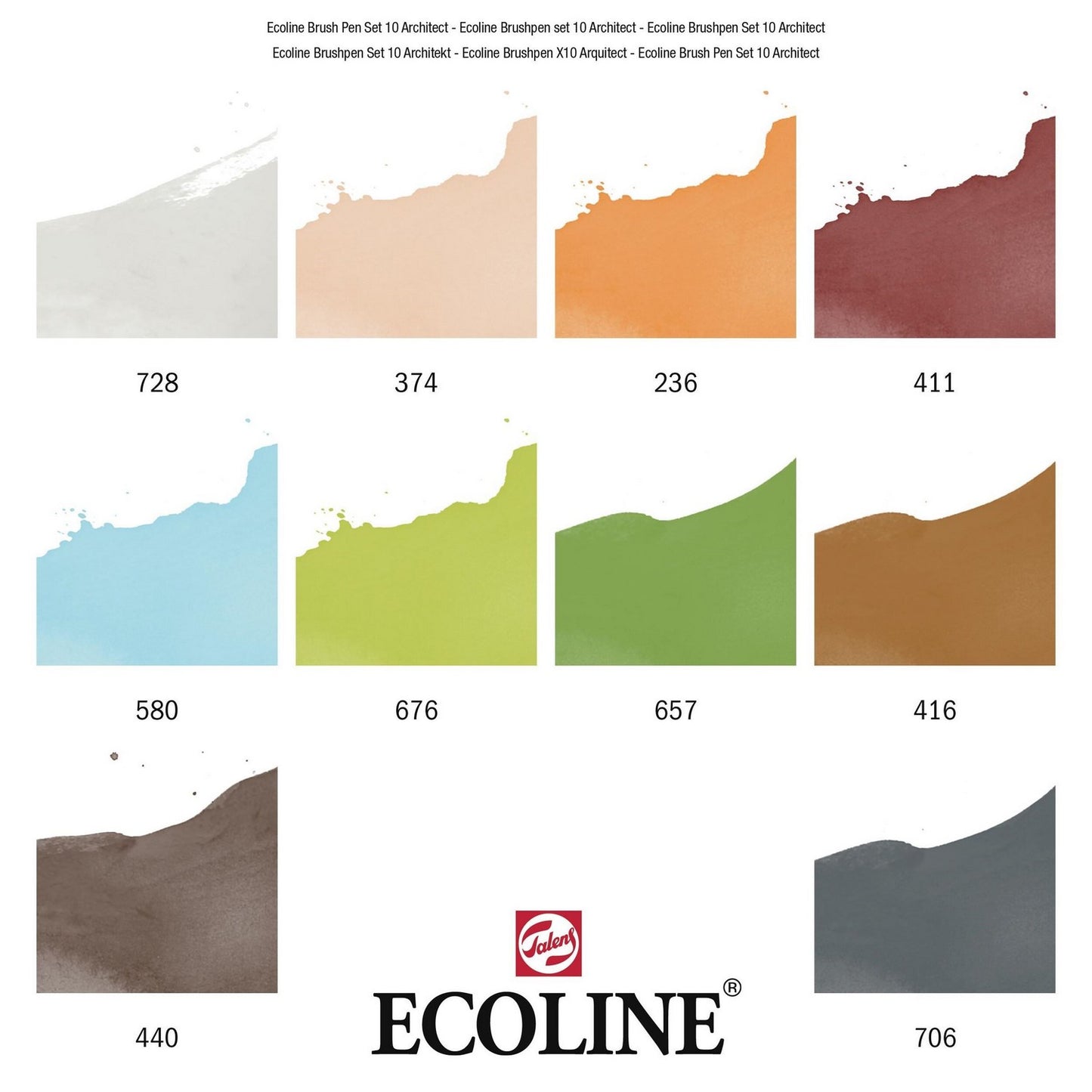 ESTOJO ECOLINE BRUSH PEN C/ 10 CORES ARQUITETURA TALENS