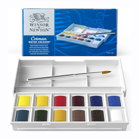 ESTOJO AQUARELA COTMAN 12 HALF PAN + PINCEL 640 SKETCH W & N