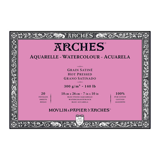 BLOCO ARCHES SATINE (HOT PRESS) 300G/M2 18X26 20 FOLHAS