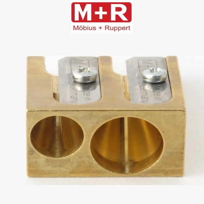 APONTADOR DUPLO M+R CLASSIC 603 QUADRADO LATÃO PESADO