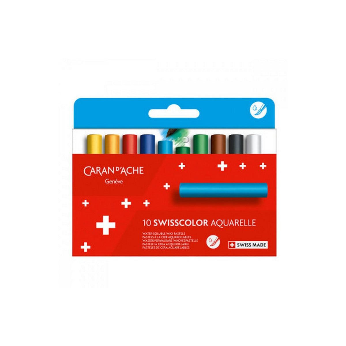 GIZ DE CERA AQUARELAVEL CARAN D ACHE SWISSCOLOR 10 CORES