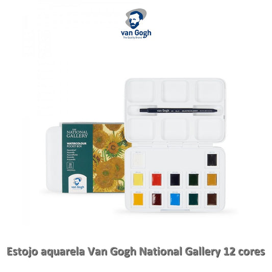 ESTOJO AQUARELA TALENS VAN GOGH 12 HALF PAN NATIONAL GALLERY
