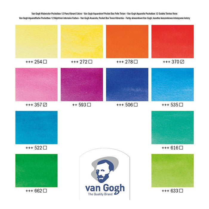 ESTOJO AQUARELA TALENS VAN GOGH 12 HALF PAN VIBRANT COLOURS