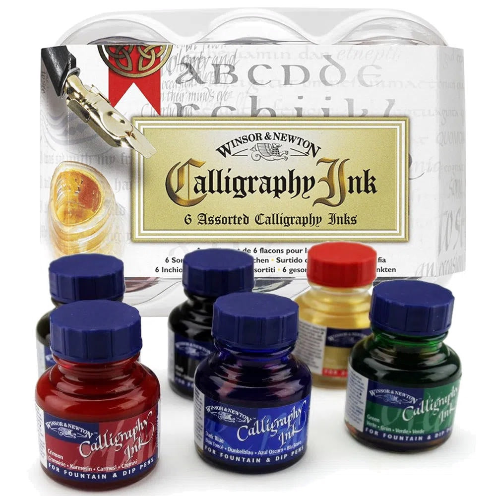 ESTOJO TINTA CALIGRAFIA WINSOR NEWTON 30ml ESTOJO 06 CORES
