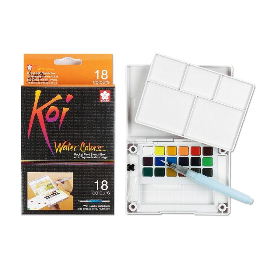 ESTOJO AQUARELA SAKURA KOI 18 CORES + PINCEL