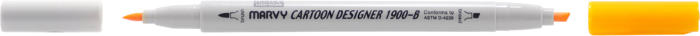 MARCADOR MARVY CARTOON DESIGNER PONTA DUPLA AMARELO BRILHANTE 43
