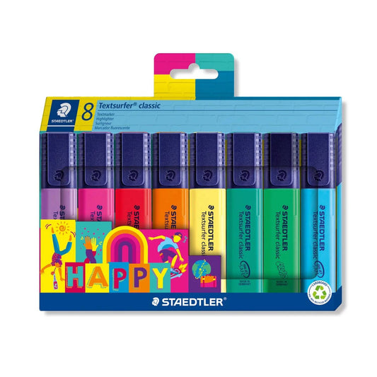 MARCADOR FLUORESCENTE STAEDTLER TEXTSURFER C/ 08 CORES HAPPY
