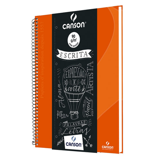 CADERNO CANSON ESCRITA A4 LARANJA 80 FOLHAS PAUTA 90G/M2