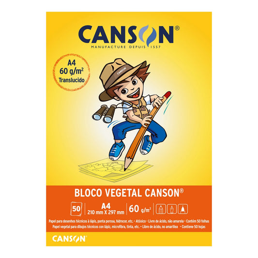 BLOCO CANSON VEGETAL LISO A4 60g/m2 50 FOLHAS